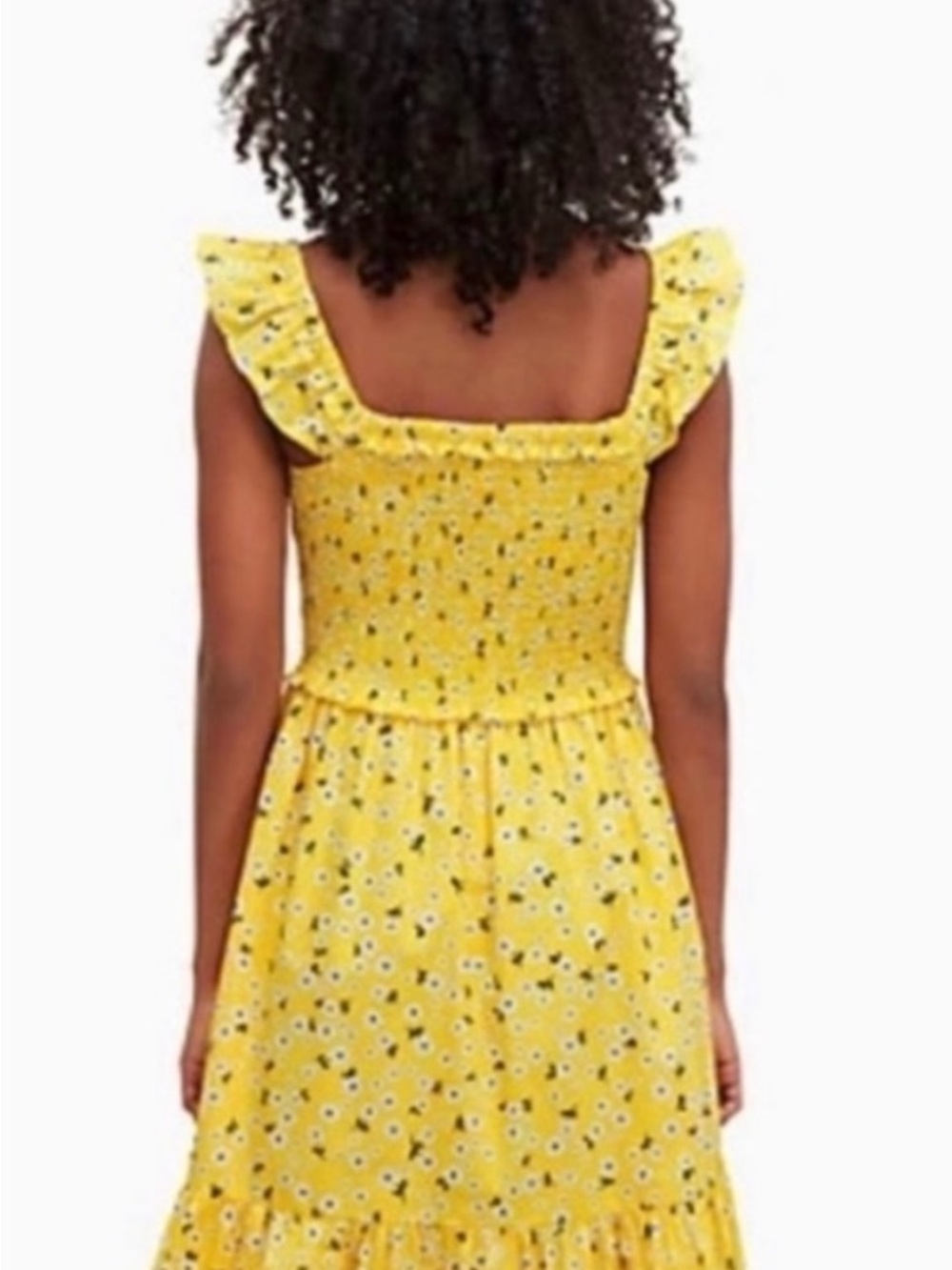 kate spade Yellow Floral Smocked Midi Dress - Picture 2 of 7